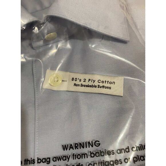 New Pronto Uomo Shirt Classic Fit long sleeve Blue 18 1/2 - 34/35 - Picture 4 of 5